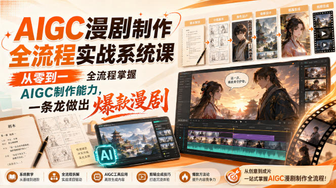 AIGC漫剧制作全流程实战系统课，从零到一全流程掌握AIGC制作能力，一条龙做出爆款漫剧 - 严选资源大全