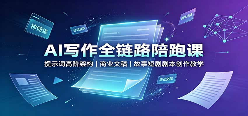 AI写作全链路陪跑课：提示词高阶架构，商业文稿，故事短剧剧本创作教学 - 严选资源大全