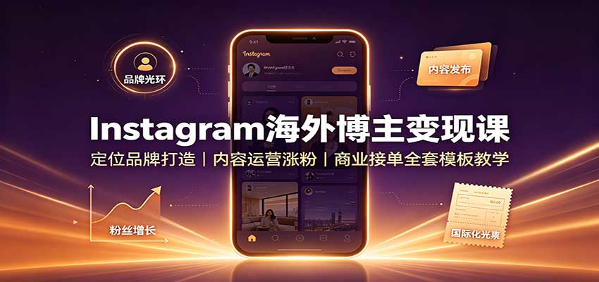 Instagram海外博主变现课：定位品牌打造，内容运营涨粉，商业接单全套模板教学 - 严选资源大全