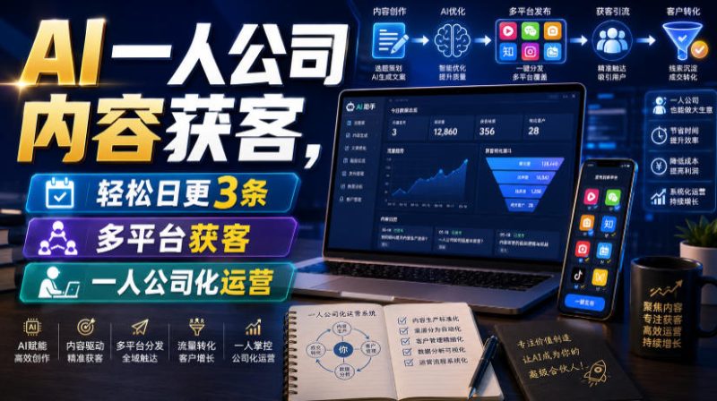 AI一人公司内容获客,轻松日更3条,多平台获客,一人公司化运营(更新0827) - 严选资源大全 - 严选资源大全