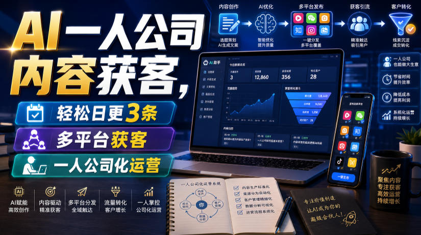 AI一人公司内容获客,轻松日更3条,多平台获客,一人公司化运营(更新0827) - 严选资源大全
