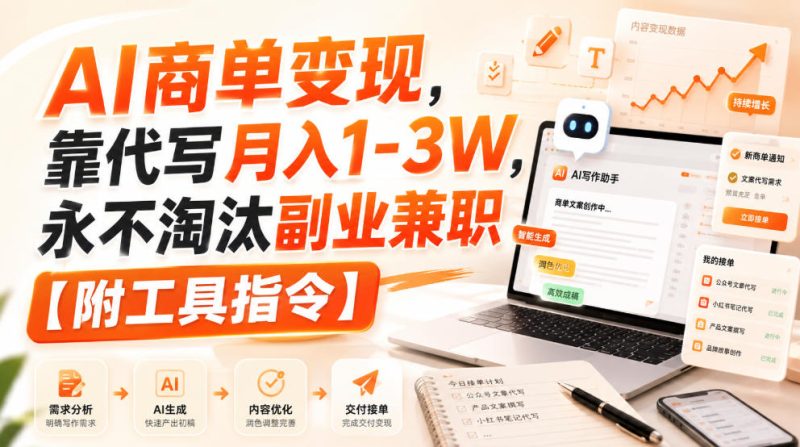 AI商单变现,靠代写月入1-3W,永不淘汰副业兼职【附工具指令】【揭秘】 - 严选资源大全 - 严选资源大全