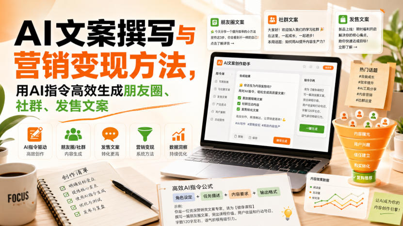 AI文案撰写与营销变现方法，用AI指令高效生成朋友圈、社群、发售文案 - 严选资源大全