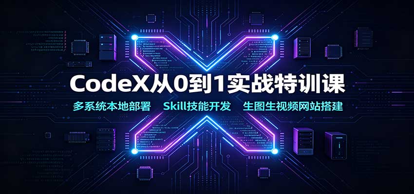 CodeX从0到1实战特训课：多系统本地部署，Skill技能开发，生图生视频网站搭建 - 严选资源大全