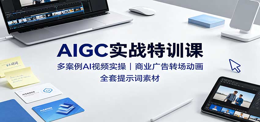 AIGC实战特训课：多案例AI视频实操，商业广告转场动画，全套提示词素材 - 严选资源大全
