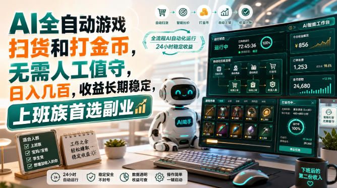 AI全自动游戏皮肤扫货和打金币，日入几百，内部方法大揭秘，0门槛！ - 严选资源大全