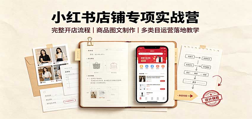 小红书店铺专项实战营：完整开店流程，商品图文制作，多类目运营落地教学 - 严选资源大全