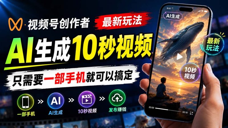 视频号创作者最新玩法，AI生成10秒视频，只需要一部手机就可以搞定 - 严选资源大全 - 严选资源大全