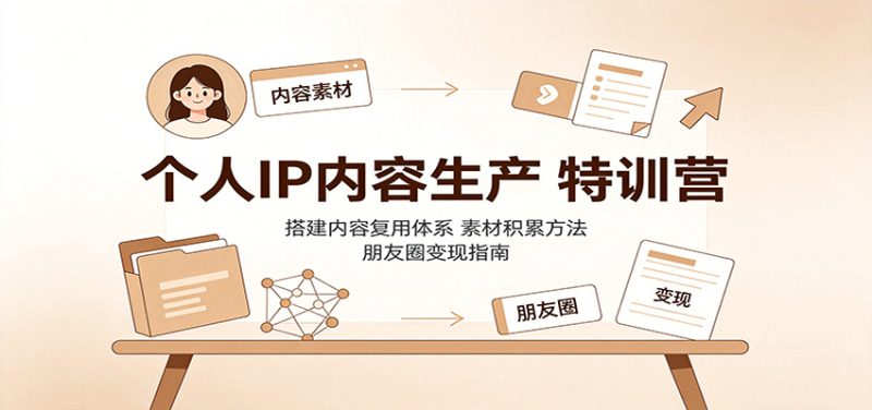 个人IP内容生产特训营:搭建内容复用体系,素材积累方法,朋友圈变现指南 - 严选资源大全 - 严选资源大全
