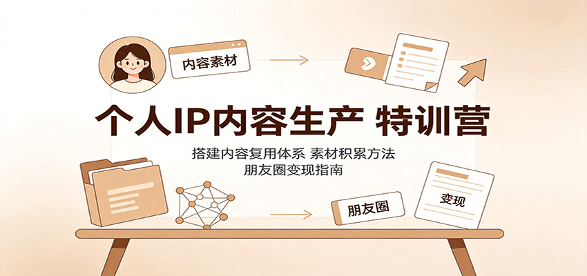 个人IP内容生产特训营:搭建内容复用体系,素材积累方法,朋友圈变现指南 - 严选资源大全