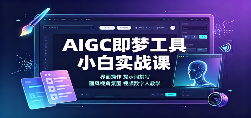AIGC即梦工具小白实战课：界面操作，提示词撰写，画风视角氛围视频数字人教学 - 严选资源大全