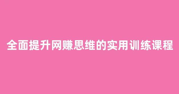 全面提升网赚思维的实用训练课程 - 严选资源大全