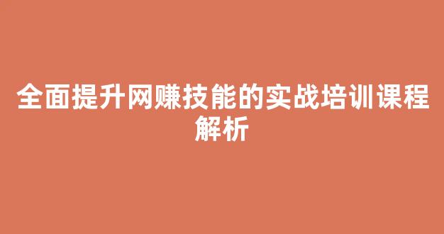 全面提升网赚技能的实战培训课程解析 - 严选资源大全