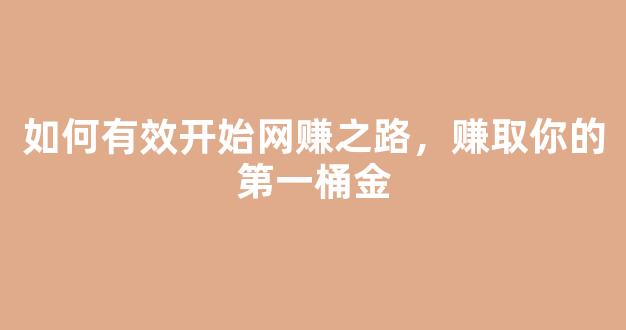 如何有效开始网赚之路，赚取你的第一桶金 - 严选资源大全