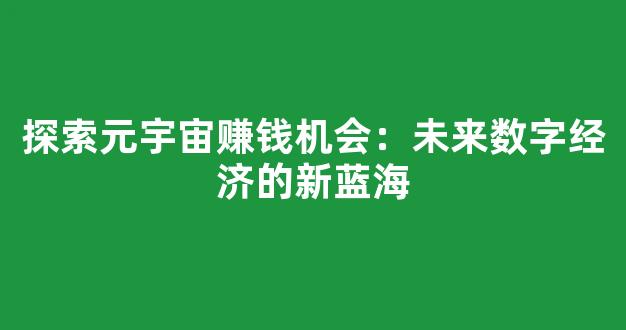 探索元宇宙赚钱机会：未来数字经济的新蓝海 - 严选资源大全