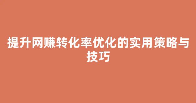 提升网赚转化率优化的实用策略与技巧 - 严选资源大全