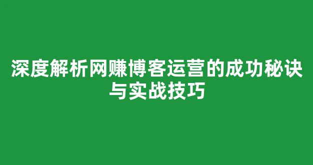 深度解析网赚博客运营的成功秘诀与实战技巧 - 严选资源大全