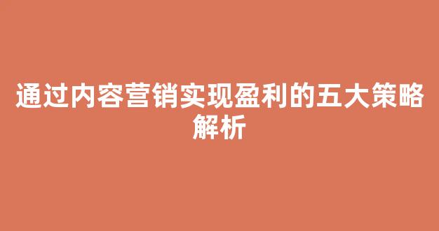 通过内容营销实现盈利的五大策略解析 - 严选资源大全