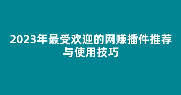 2023年最受欢迎的网赚插件推荐与使用技巧 - 严选资源大全
