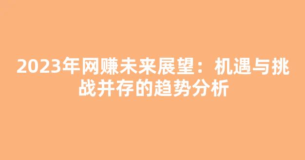 2023年网赚未来展望：机遇与挑战并存的趋势分析 - 严选资源大全