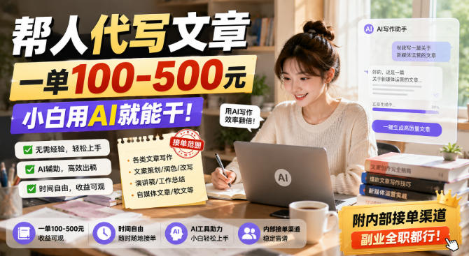 帮人代写文章，一单100-500，小白用AI就能干，附内部接单渠道，副业全职都行【揭秘】 - 严选资源大全