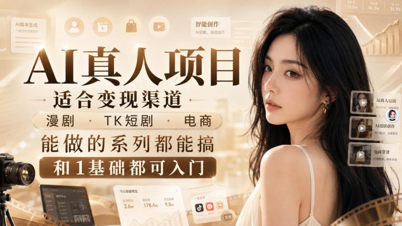 AI真人项目，适合变现渠道，漫剧，TK短剧，电商，能做的系列都能搞，0和1基础都可入门 - 严选资源大全 - 严选资源大全