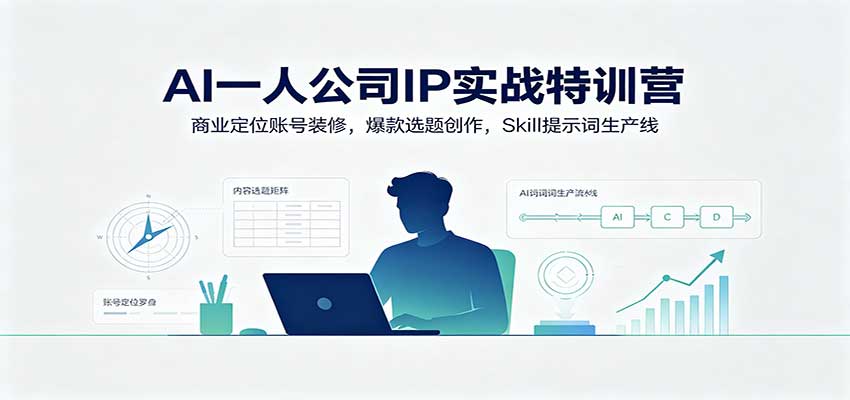 AI一人公司IP实战特训营：商业定位账号装修，爆款选题创作，Skill提示词生产线 - 严选资源大全