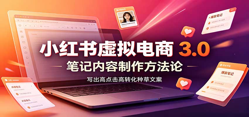 小红书虚拟电商3.0：账号搭建选品开店，笔记内容制作，矩阵投放教学 - 严选资源大全