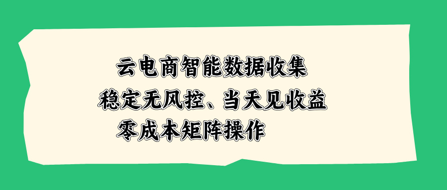 云电商智能数据收集,稳定无风控,当天见收益,零成本矩阵操作 - 严选资源大全