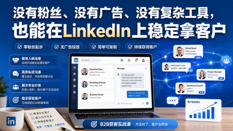 没有粉丝、没有广告、没有复杂工具,也能在LinkedIn上稳定拿客户【原创双语字幕】 - 严选资源大全 - 严选资源大全