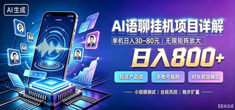 AI语聊挂机,日入800+,适用个人副业,工作室矩阵操作 - 严选资源大全 - 严选资源大全