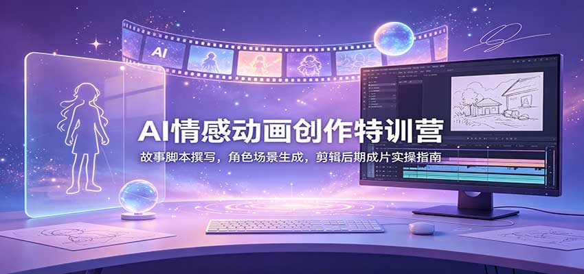 AI情感动画创作特训营：故事脚本撰写，角色场景生成，剪辑后期成片实操指南 - 严选资源大全