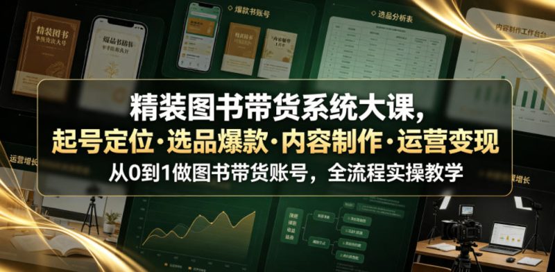 精装图书带货系统大课，起号定位・选品爆款・内容制作・运营变现，从0到1做图书带货账号，全流程实操教学(更新) - 严选资源大全 - 严选资源大全