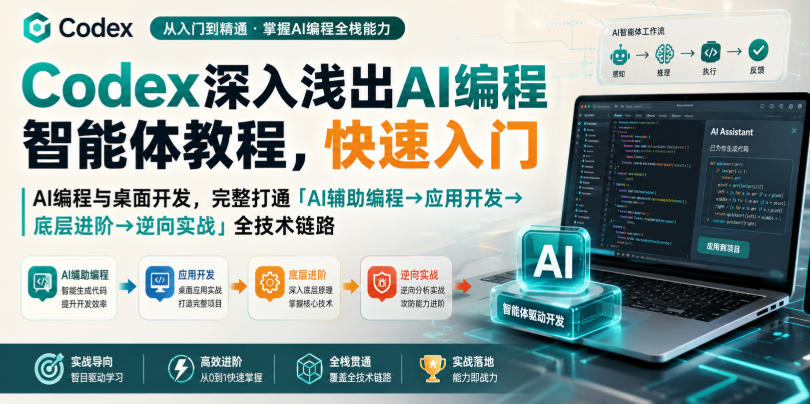 Codex深入浅出AI编程智能体教程，快速入门AI编程与桌面开发，打通「AI辅助编程→应用开发→底层进阶→逆向实战」全技术链路 - 严选资源大全