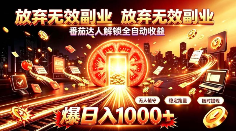 放弃无效副业，番茄达人解锁全自动收益，日入1k+，门槛最低的线上轻资产项目【揭秘】 - 严选资源大全 - 严选资源大全