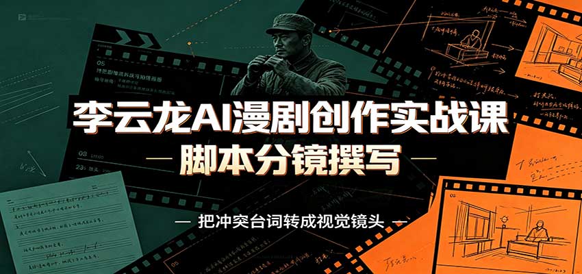 李云龙AI漫剧创作实战课：角色人设还原，脚本分镜撰写，AI漫剧成片完整制作教学 - 严选资源大全