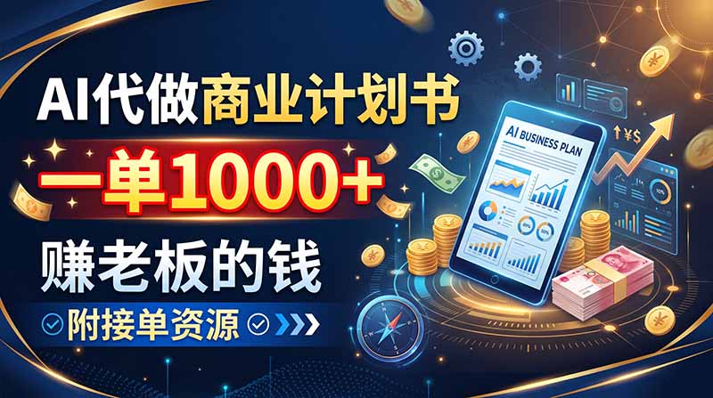 AI代做商业计划书,一单1000+,赚老板的钱,附接单资源 - 严选资源大全