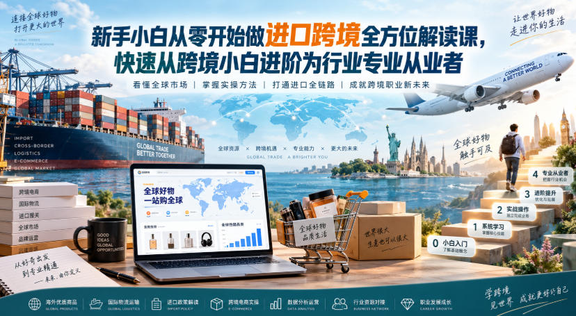 新手小白从零开始做进口跨境全方位解读课,快速从跨境小白进阶为行业专业从业者 - 严选资源大全