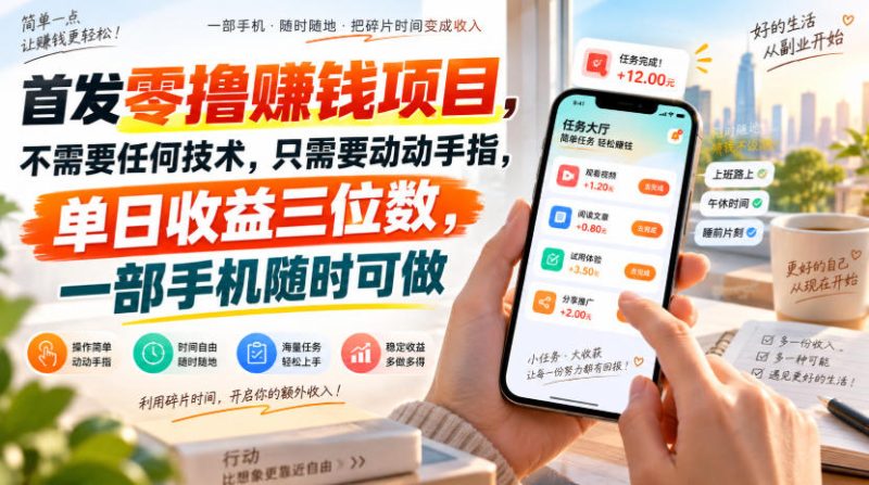 首发零撸賺钱项目，不需要任何技术，只需要动动手指，单日收益三位数，一部手机随时可做【揭秘】 - 严选资源大全 - 严选资源大全