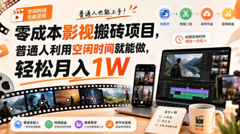 零门槛影视搬砖项目,月入万元,玩法稳定普通人可落地的长期副业! - 严选资源大全 - 严选资源大全