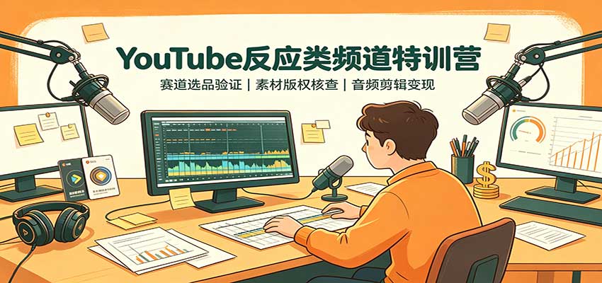 YouTube反应类频道特训营：赛道选品验证，素材版权核查，音频剪辑变现 - 严选资源大全
