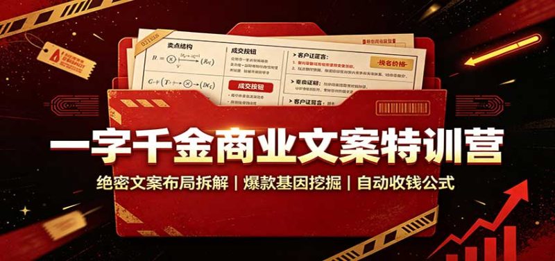 一字千金商业文案特训营：绝密文案布局拆解，爆款基因挖掘，自动收钱公式 - 严选资源大全 - 严选资源大全