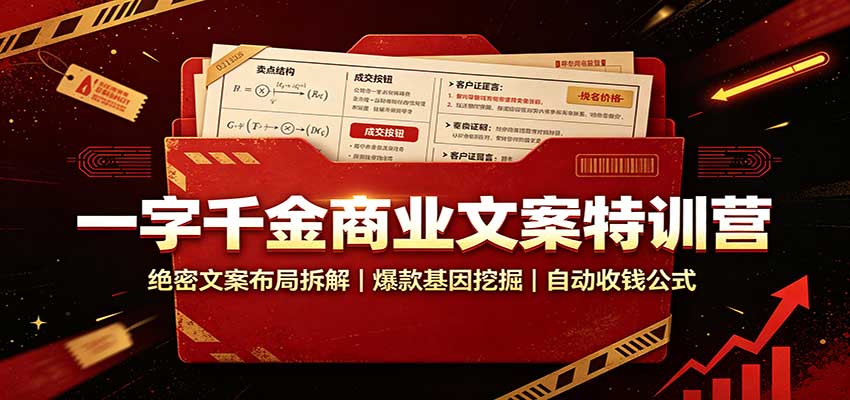 一字千金商业文案特训营：绝密文案布局拆解，爆款基因挖掘，自动收钱公式 - 严选资源大全