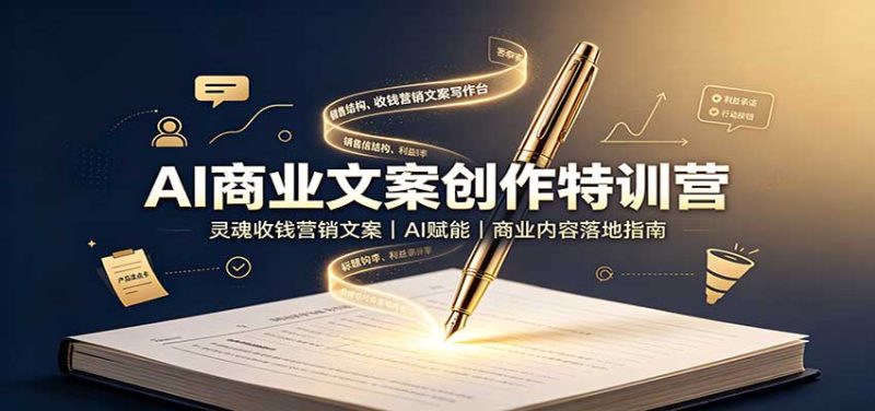 AI商业文案创作特训营:灵魂收钱营销文案,AI赋能,商业内容落地指南 - 严选资源大全 - 严选资源大全