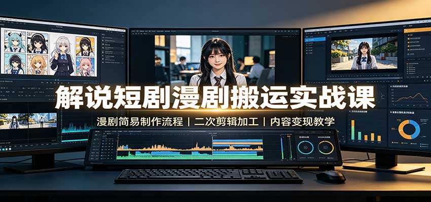 解说短剧漫剧搬运实战课：漫剧简易制作流程，二次剪辑加工，内容变现教学 - 严选资源大全