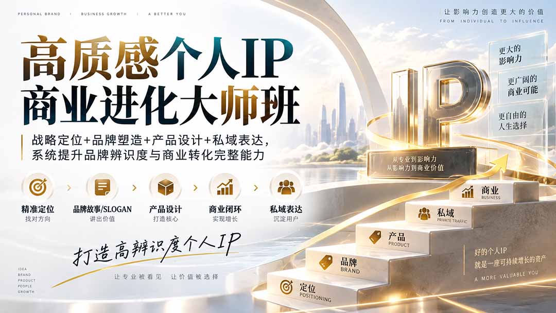 高质感个人IP商业进化大师班:战略定位+品牌塑造+产品设计+私域表达,系统提升品牌辨识度与商业转化完整能力 - 严选资源大全