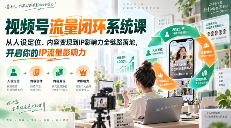 视频号流量闭环系统课,从人设定位、内容变现到IP影响力全链路落地,开启你的IP流量影响力 - 严选资源大全 - 严选资源大全