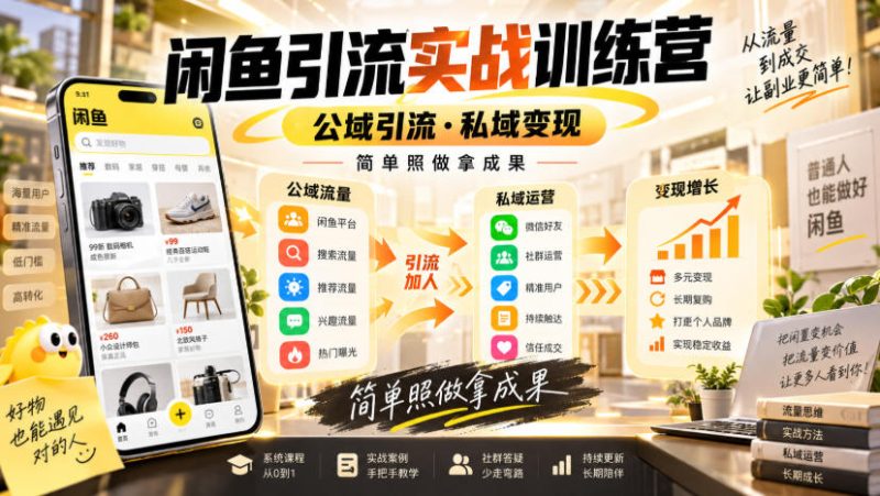 闲鱼引流实战训练营,公域引流·私域变现,简单照做拿成果 - 严选资源大全 - 严选资源大全