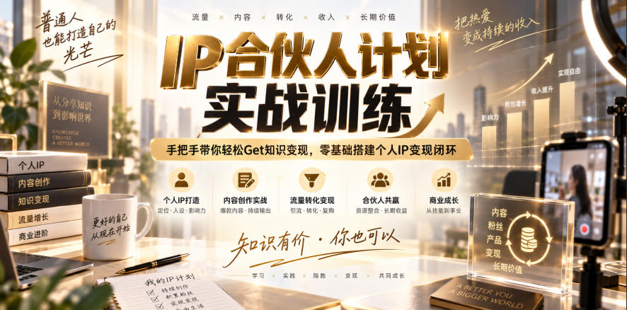 IP合伙人计划实战训练，手把手带你轻松Get知识变现，零基础搭建个人IP变现闭环(更新260908) - 严选资源大全