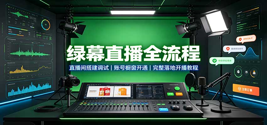 绿幕直播全流程：直播间搭建调试，账号橱窗开通，完整落地开播教程 - 严选资源大全